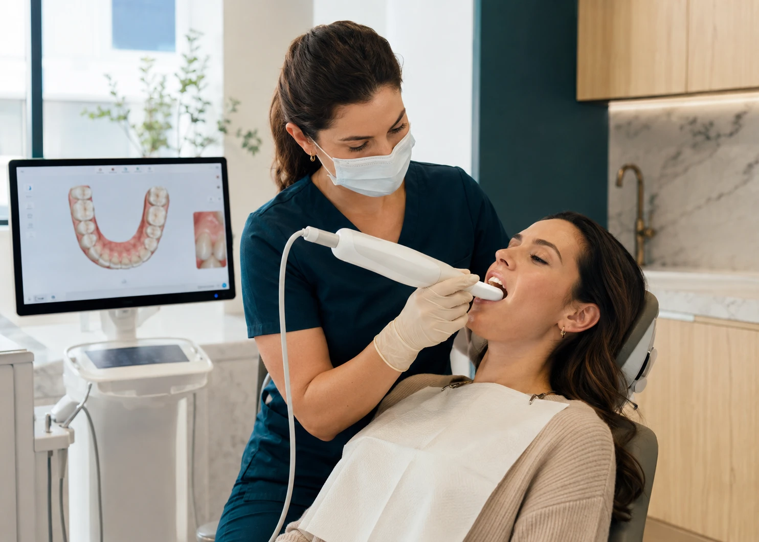 Sala de planejamento digital da Vellaro com escâner intraoral e projeto protético na tela